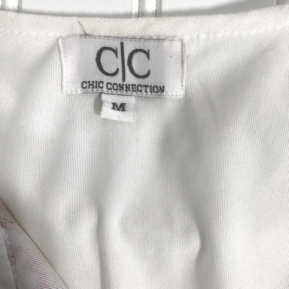 C|C Chic Connection White Medium Embroidered Boho Shift Dress with Inner Lining - Picture 6 of 10